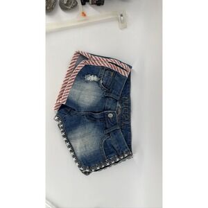 Rue 21 Women's  sz 1/2 Blue Distressed Jean Shorts - Stars & Stripes